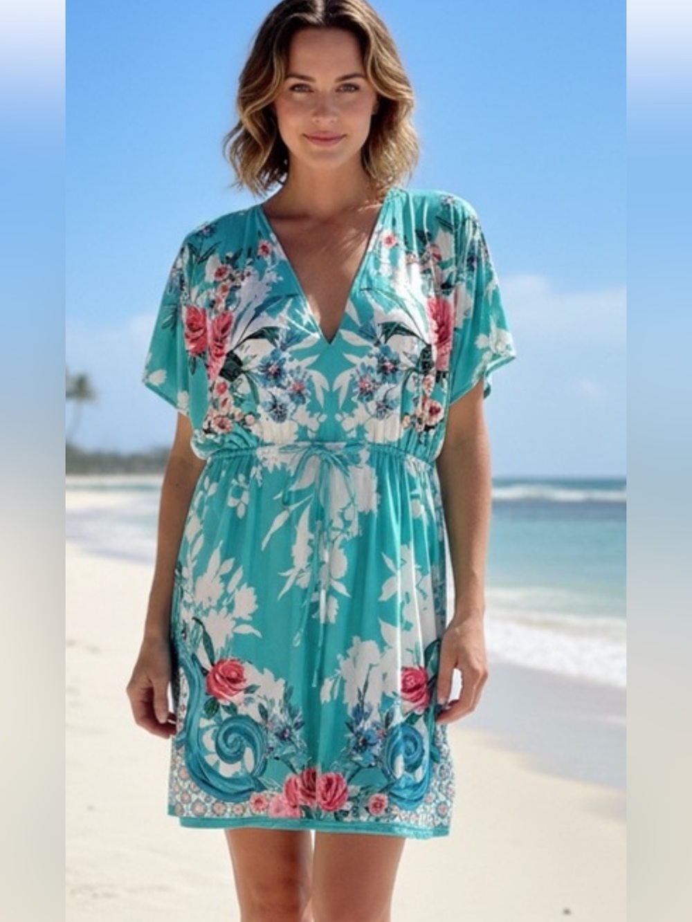 Coco Reef Floral Swim Coverup Teal, size XL, NWT